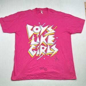 Boys Like Girls band tee t shirt AUTOGRAPHED Martin Johnson pink XL American ap